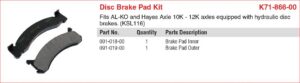 BRAKE DISC PAD 10-12K AKLO (KSL116)